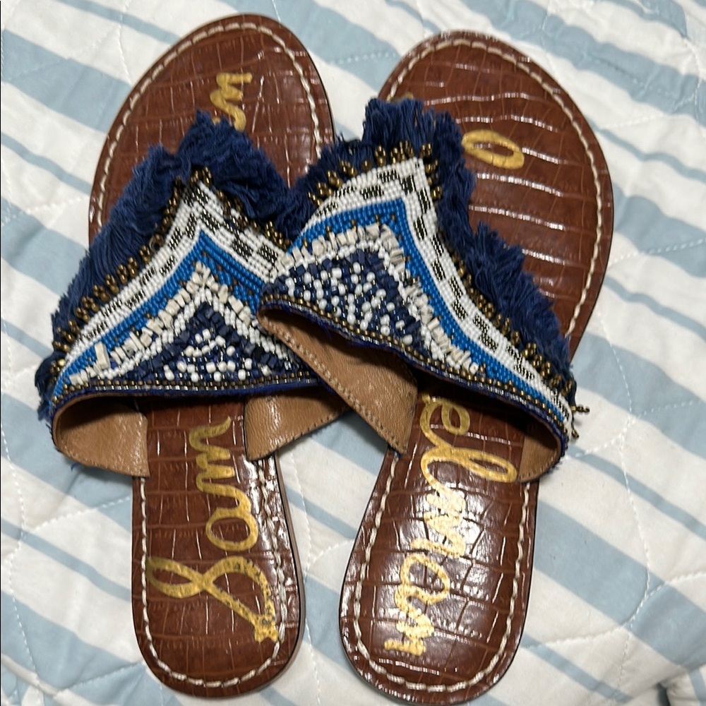 Sam Edelman Beaded Blue and Brown Sandals